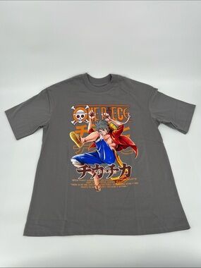 Gray One Piece Graphic Crewneck T-Shirt